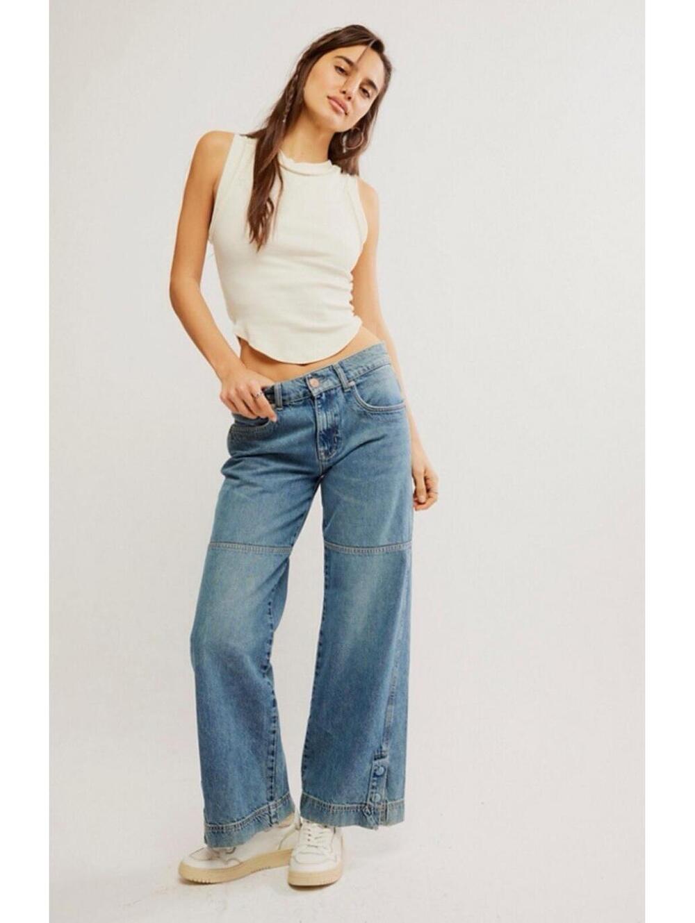 We The Free Free People Women's Benji Wide Leg Jeans Relaxed Fit Sz 26 Slouchy - Picture 2 of 9